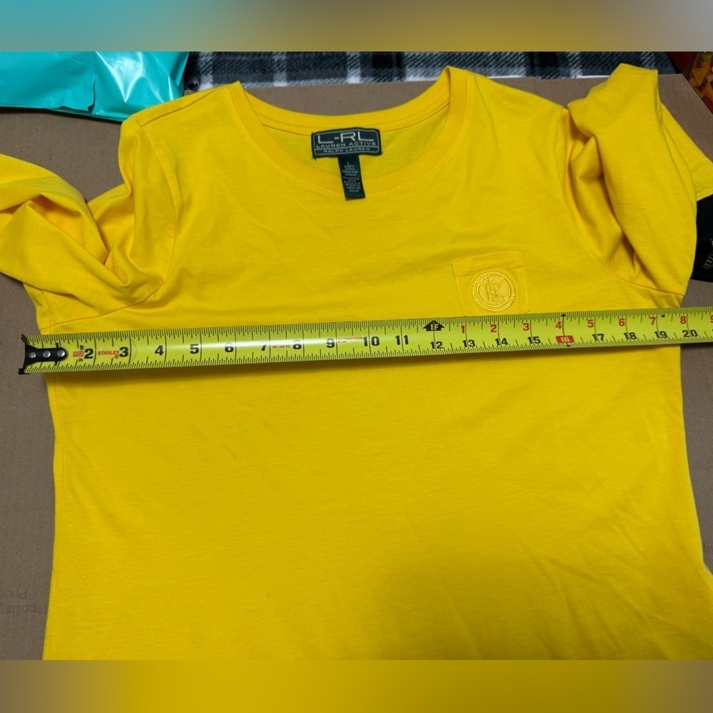 Lauren Ralph Lauren Sport Yellow Black Embroidered Logo Large Cotton Shirt - Picture 5 of 10